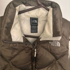 Women's The North Face brown/gold quilted puffer vest
